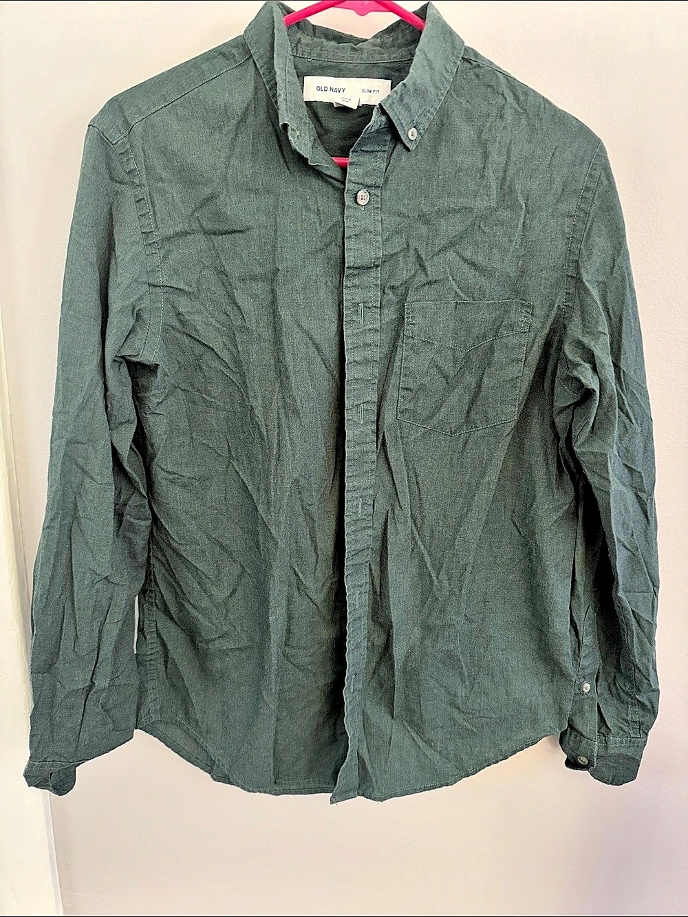 Old Navy Slim Fit Long-Sleeve Everyday Shirt Green Medium